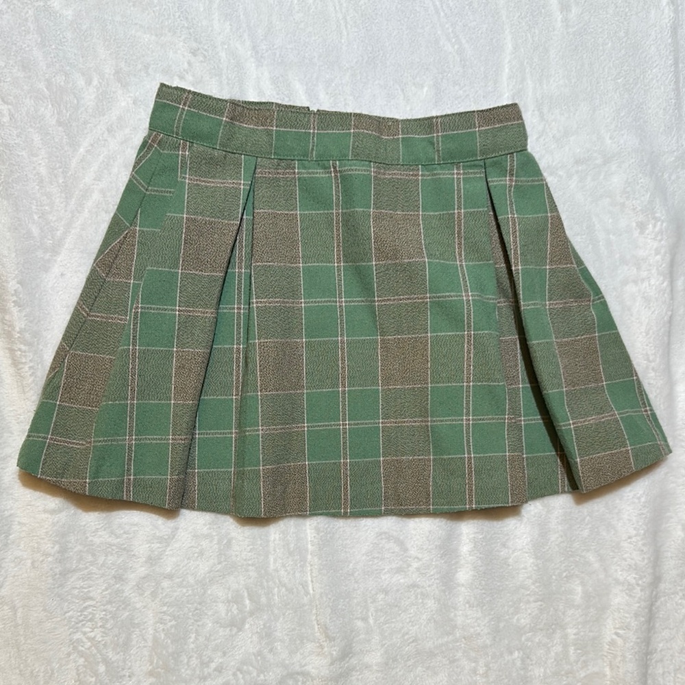 EUC The Beaufort Bonnet Co. Green and pink Plaid pleated Skirt size 5